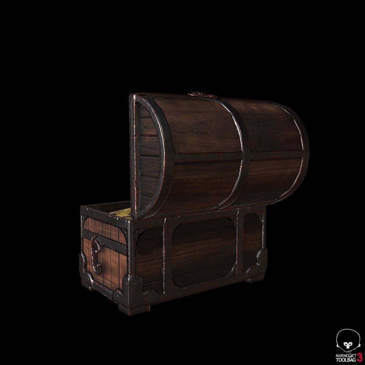 Medieval Chest Lowpoly Low-poly 3D model_3