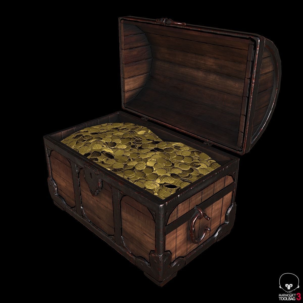 Medieval Chest Lowpoly Low-poly 3D model_2