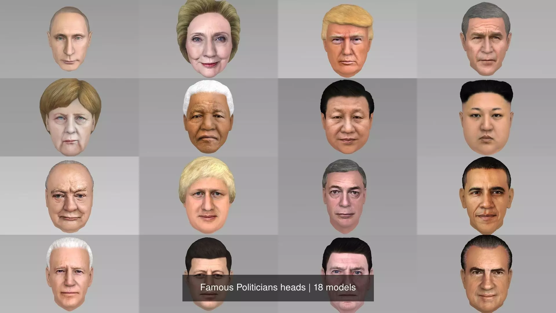 Famous Politicians heads 3D Model Collection_0