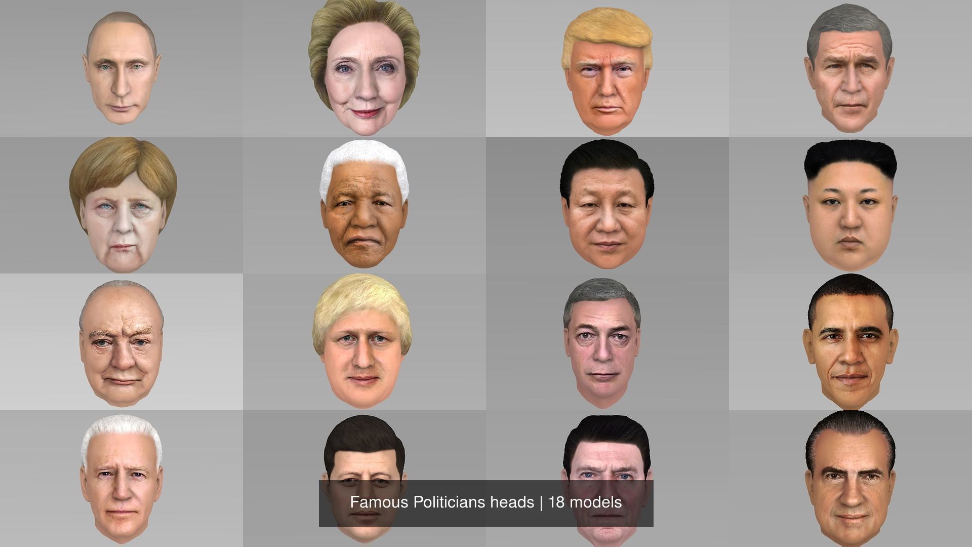 Famous Politicians heads 3D Model Collection_2
