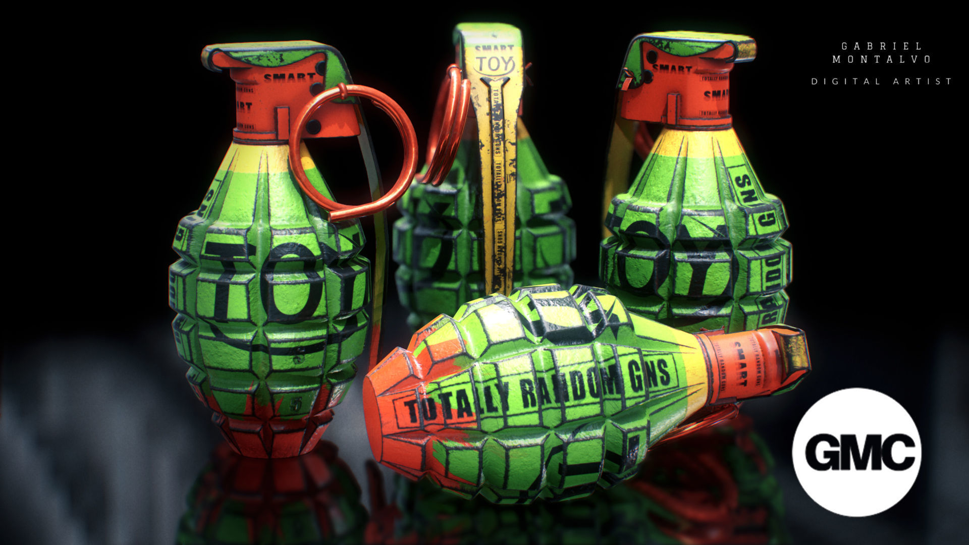 MK2 Grenade - Game ready - Low poly with 6 PBR texture sets Low-poly 3D model_7