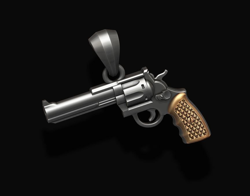 Gun Revolver pendant 3d 3D print model_5