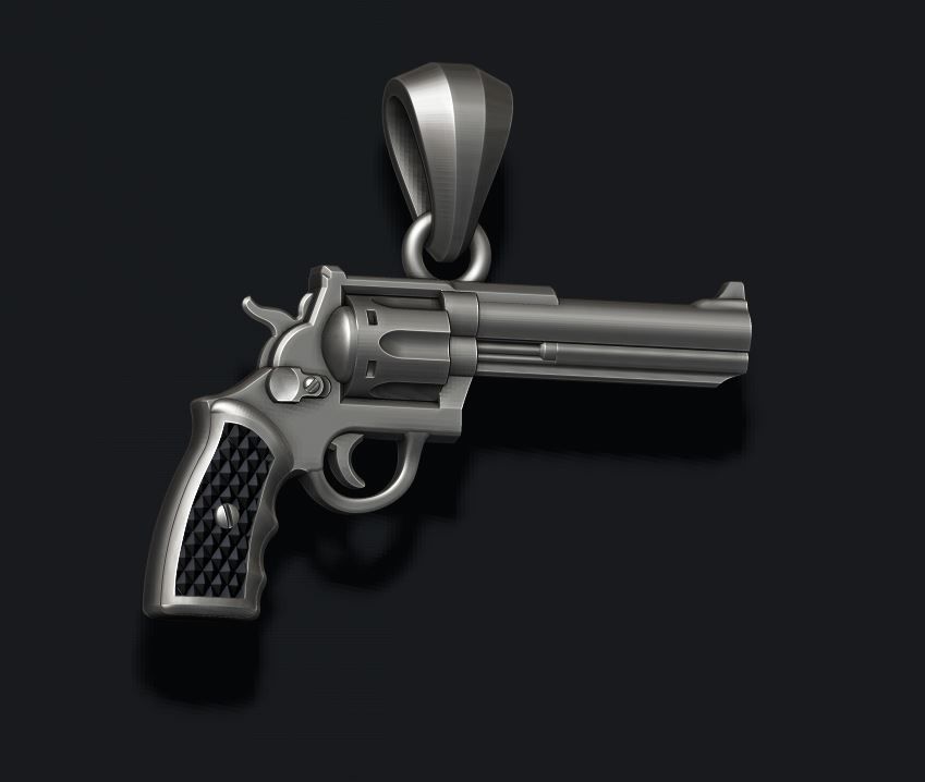 Gun Revolver pendant 3d 3D print model_8