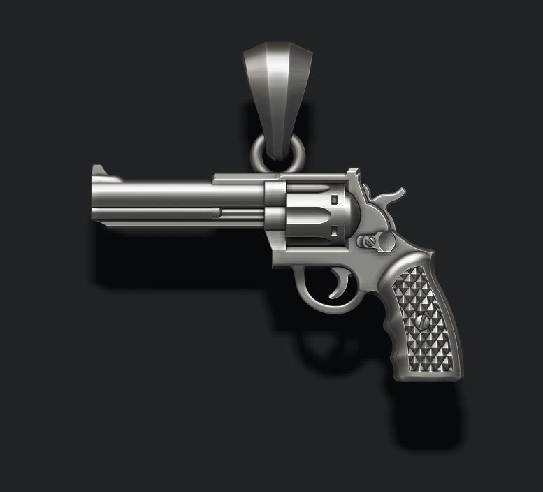Gun Revolver pendant 3d 3D print model_7