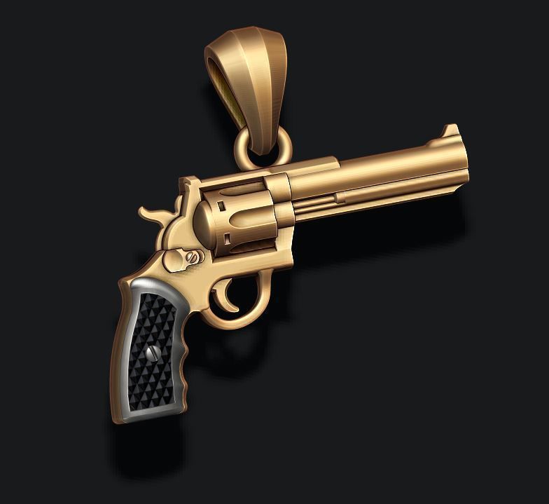 Gun Revolver pendant 3d 3D print model_3