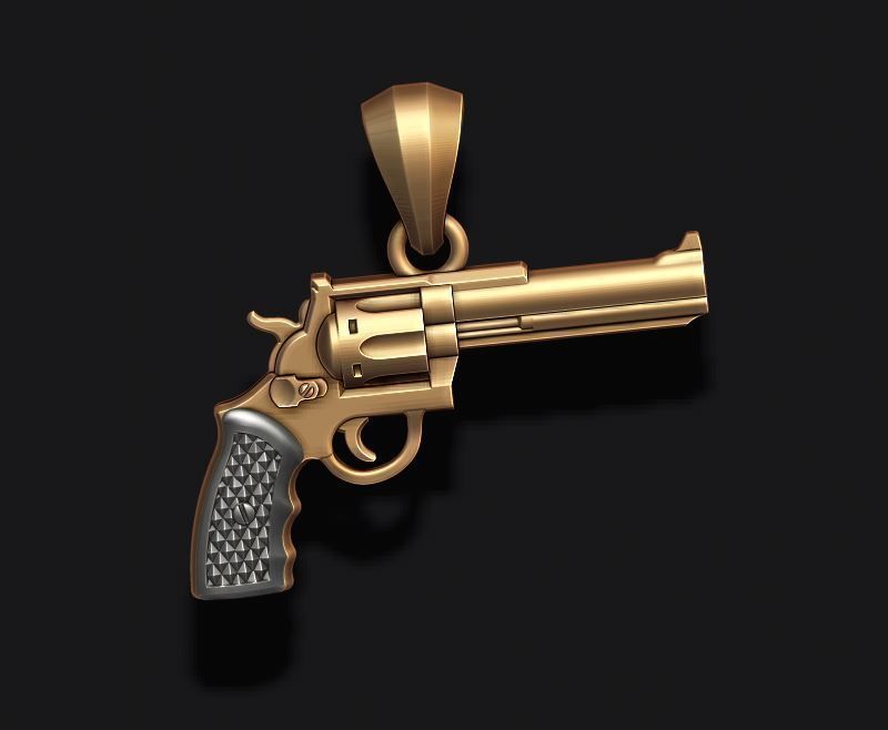 Gun Revolver pendant 3d 3D print model_11