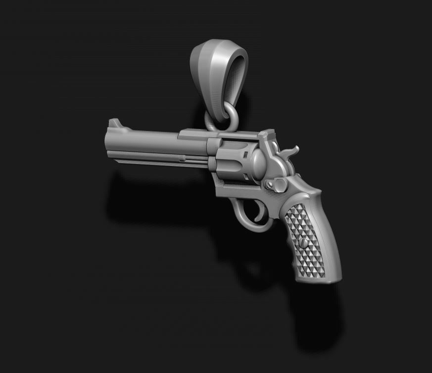 Gun Revolver pendant 3d 3D print model_4