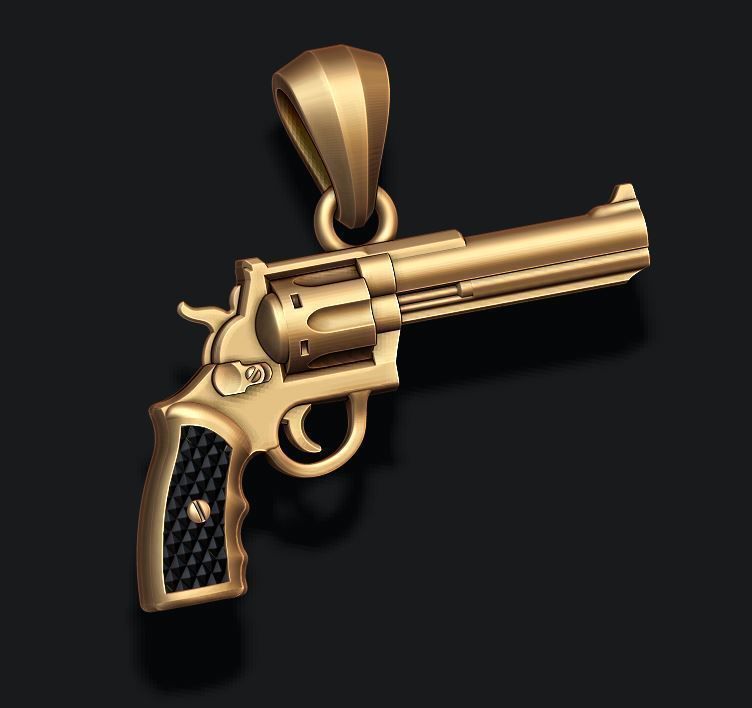Gun Revolver pendant 3d 3D print model_9