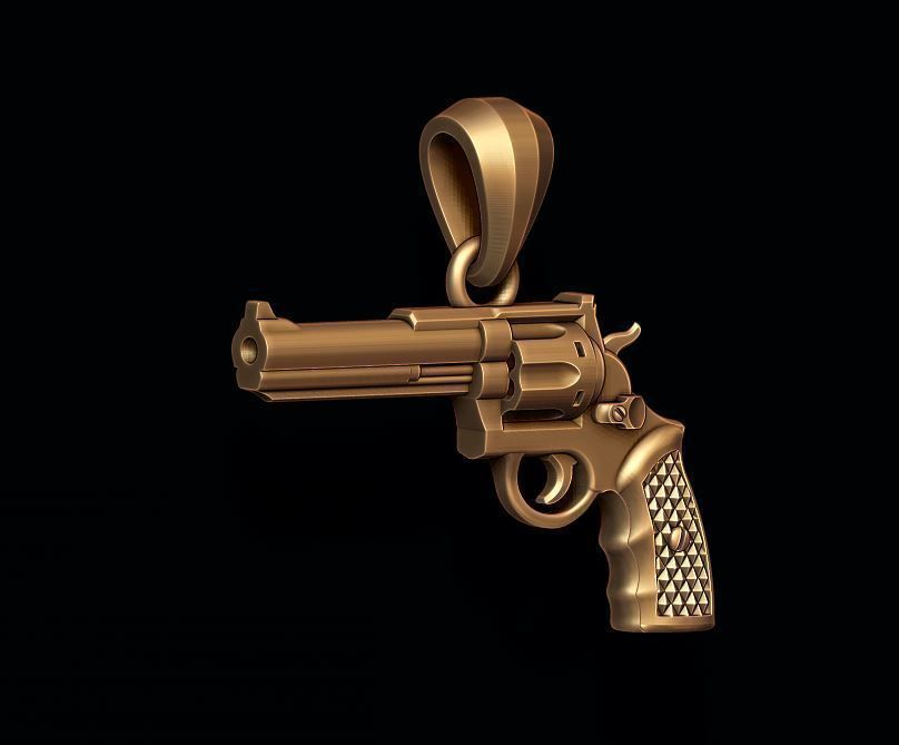 Gun Revolver pendant 3d 3D print model_2
