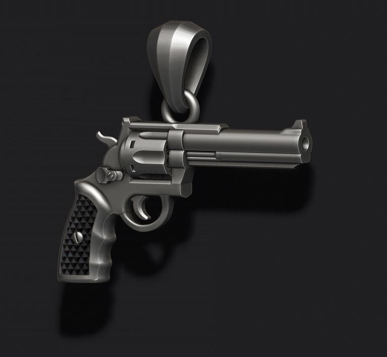 Gun Revolver pendant 3d 3D print model_6