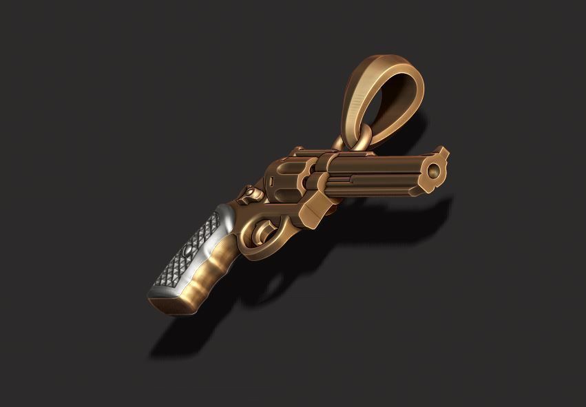 Gun Revolver pendant 3d 3D print model_1