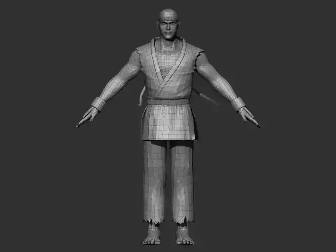 Hakama 3D Model man in karate outfit