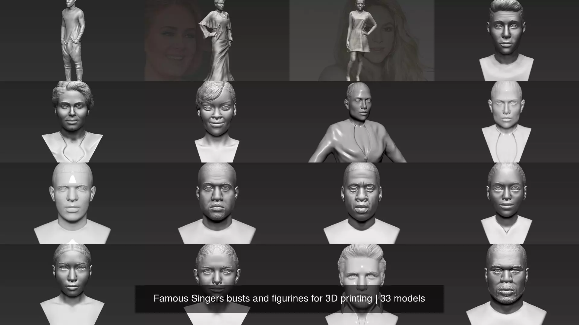 Famous Singers busts and figurines for 3D printing 3D Model Collection_0