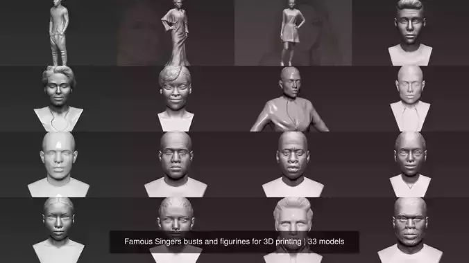 Famous Singers busts and figurines for 3D printing 3D Model Collection