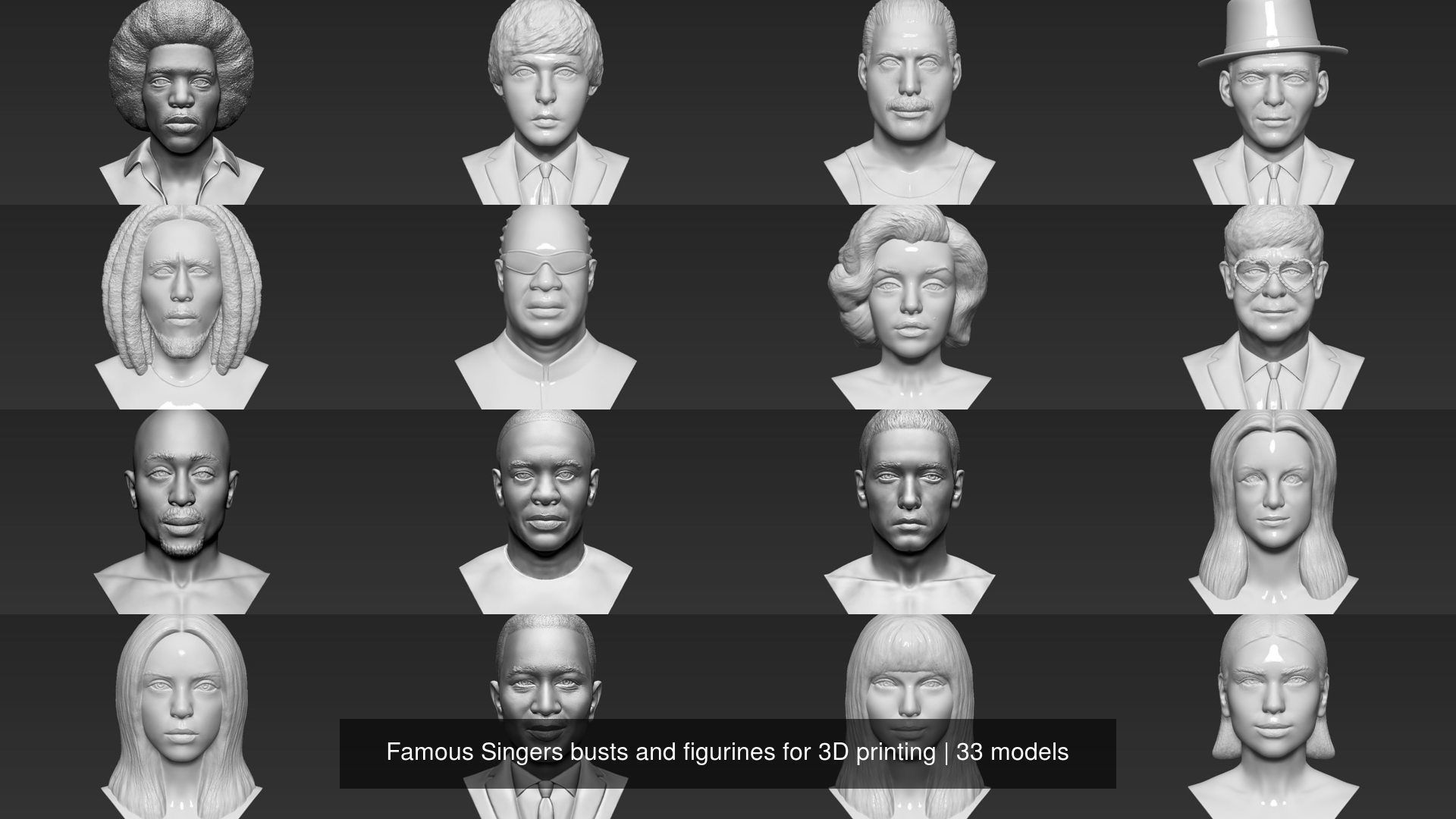 Famous Singers busts and figurines for 3D printing 3D Model Collection_9