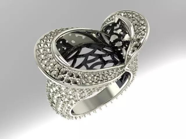 Ring and big gem 3D print model_0