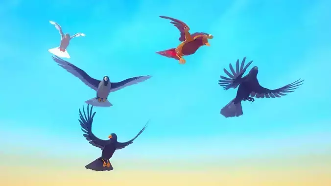 Poly Art Ravens and Crows Low-poly 3D model