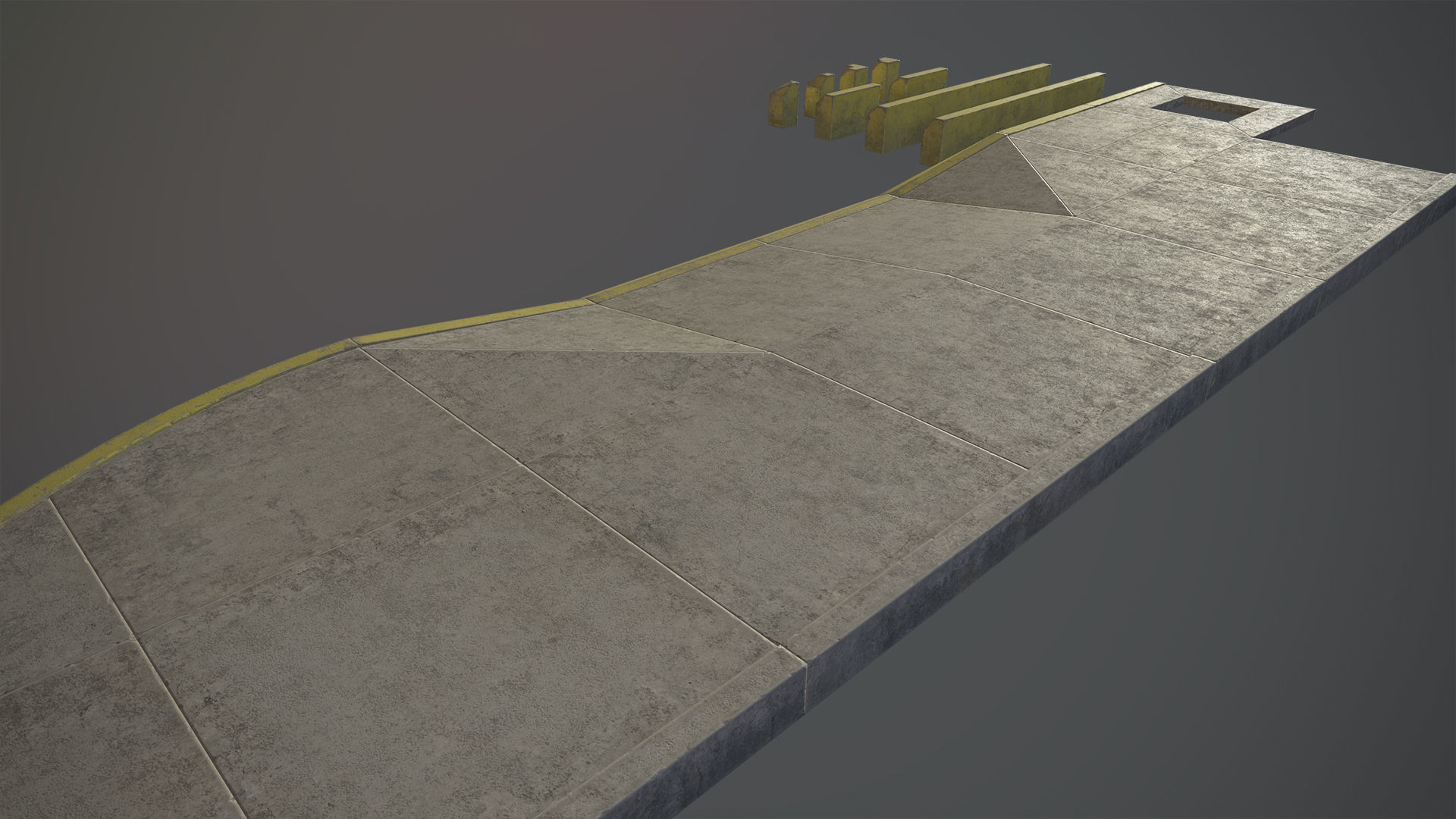 Sidewalk - Modular Set 4 with Yellow Curb Low-poly 3D model_8