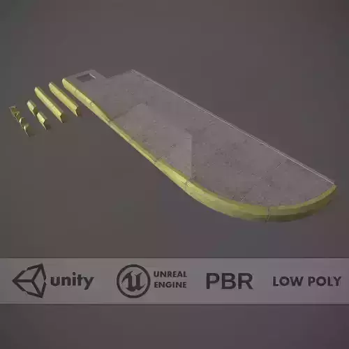 Sidewalk - Modular Set 4 with Yellow Curb Low-poly 3D model