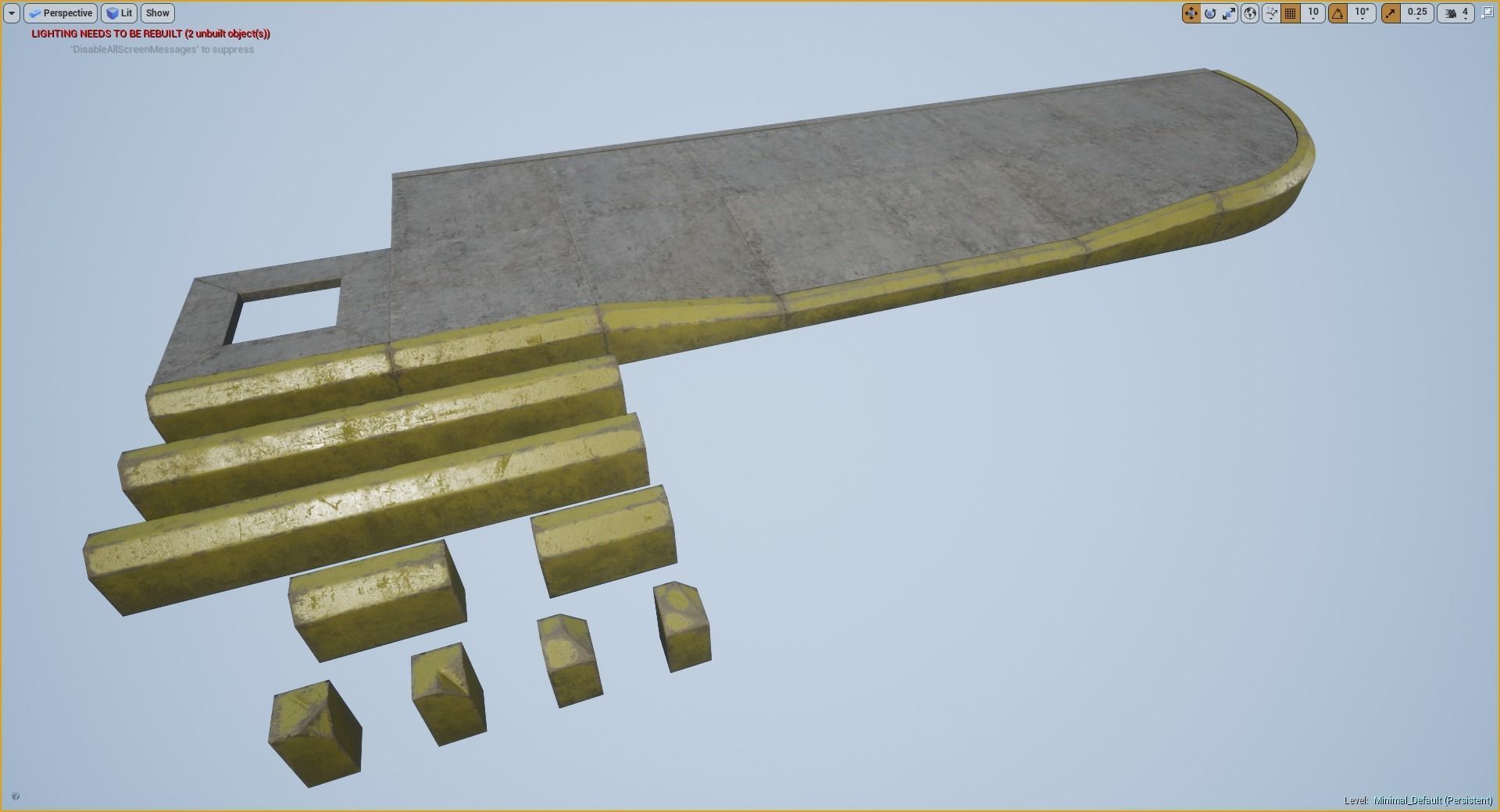 Sidewalk - Modular Set 4 with Yellow Curb Low-poly 3D model_25
