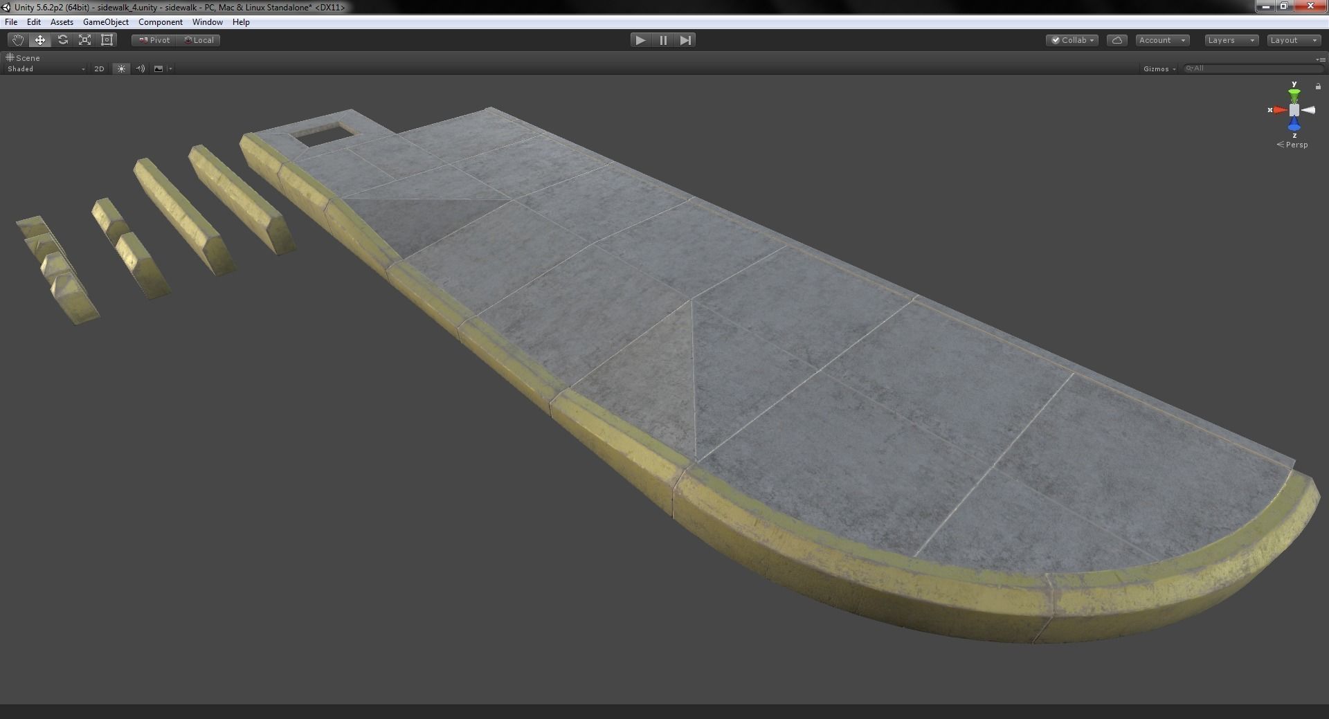 Sidewalk - Modular Set 4 with Yellow Curb Low-poly 3D model_22