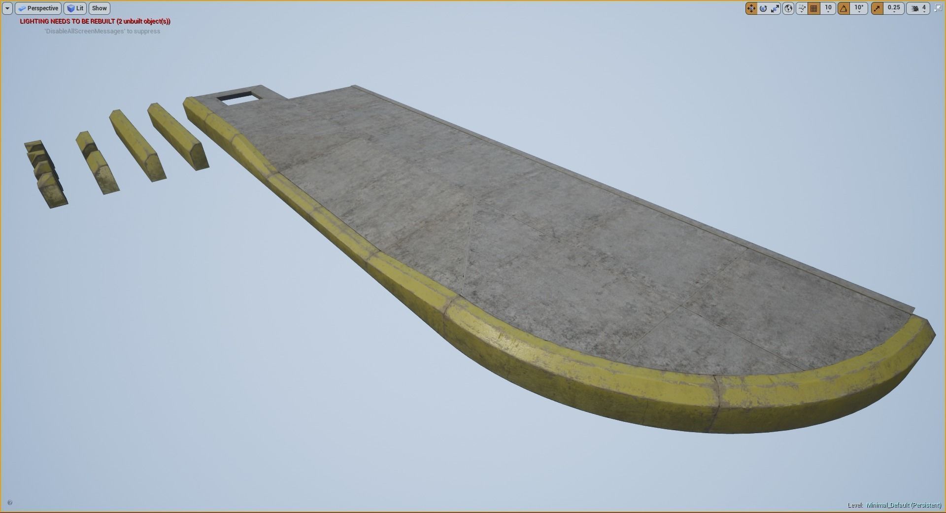 Sidewalk - Modular Set 4 with Yellow Curb Low-poly 3D model_24