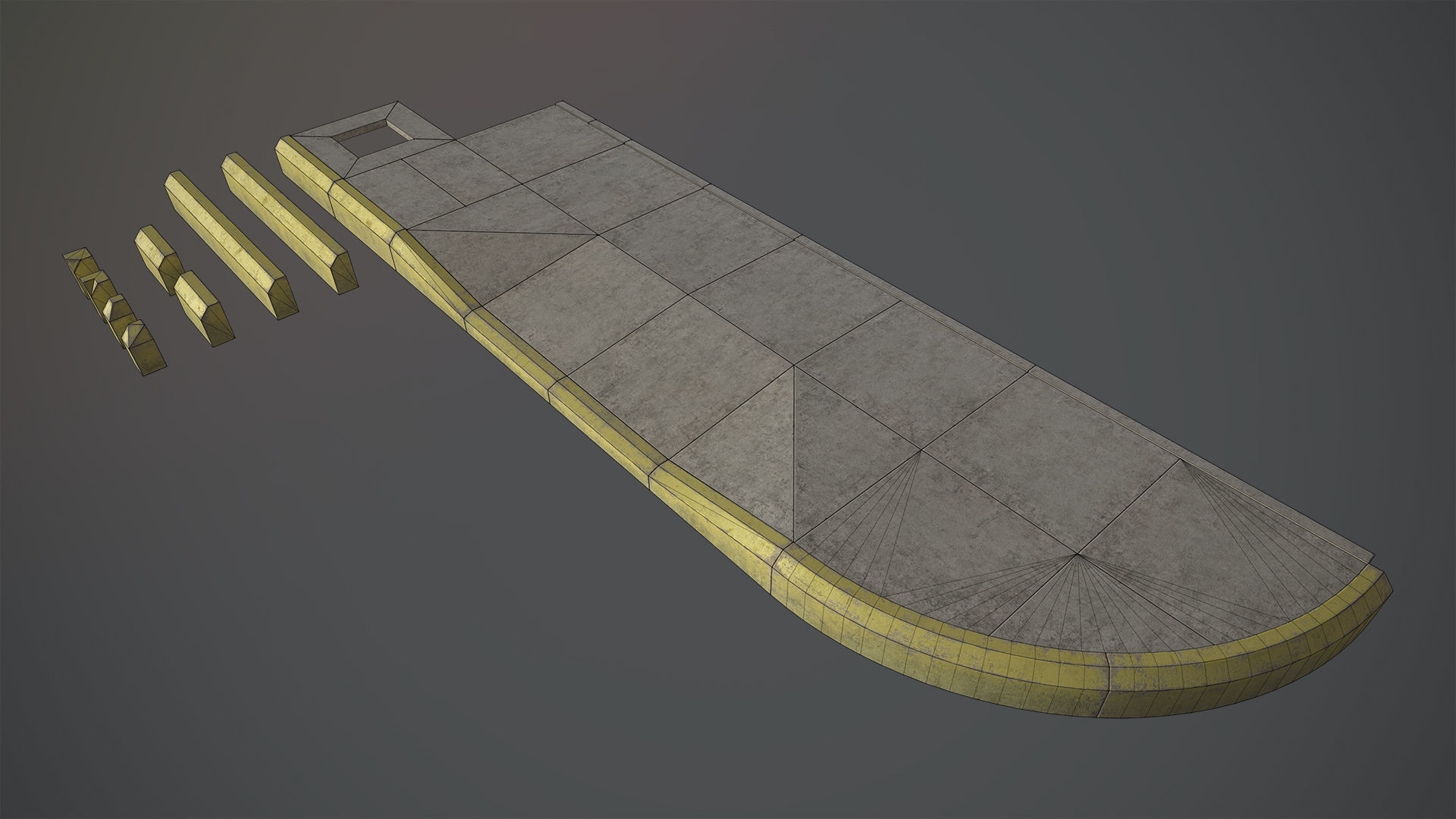 Sidewalk - Modular Set 4 with Yellow Curb Low-poly 3D model_11