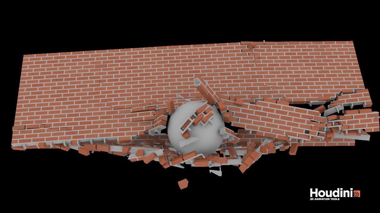 Houdini Brick Destruction Asset 3D model_2