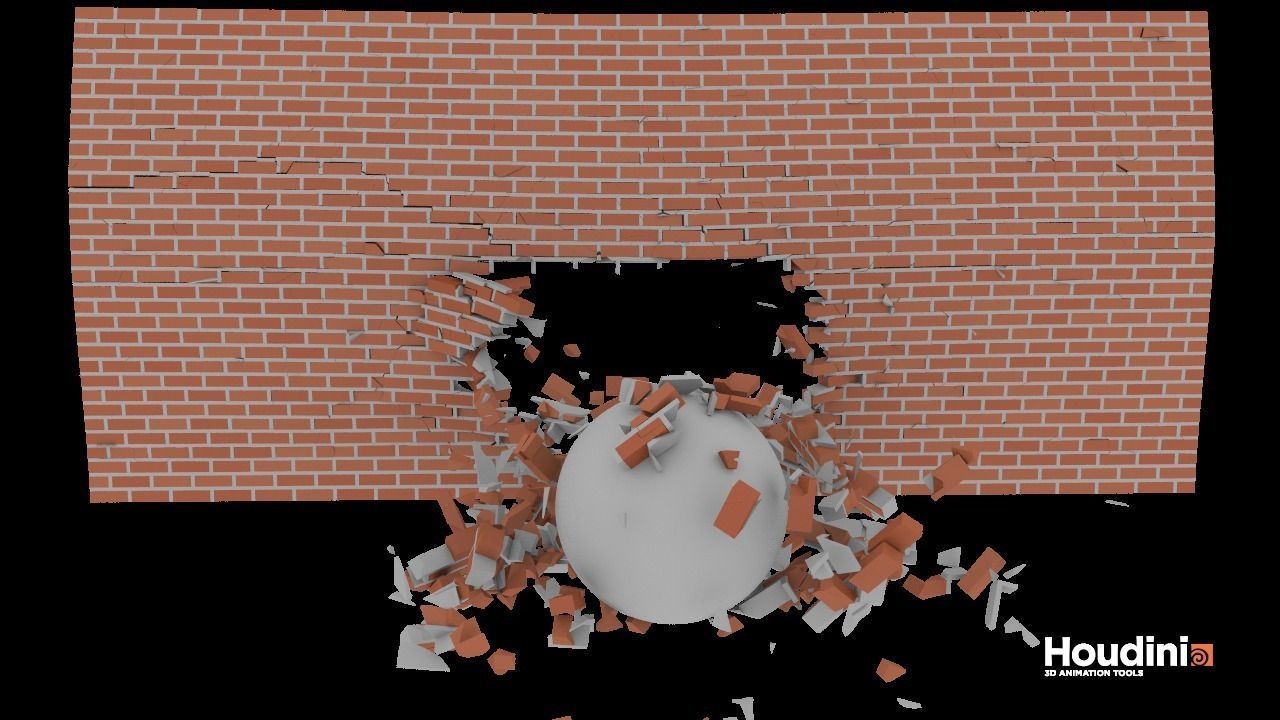 Houdini Brick Destruction Asset 3D model_3