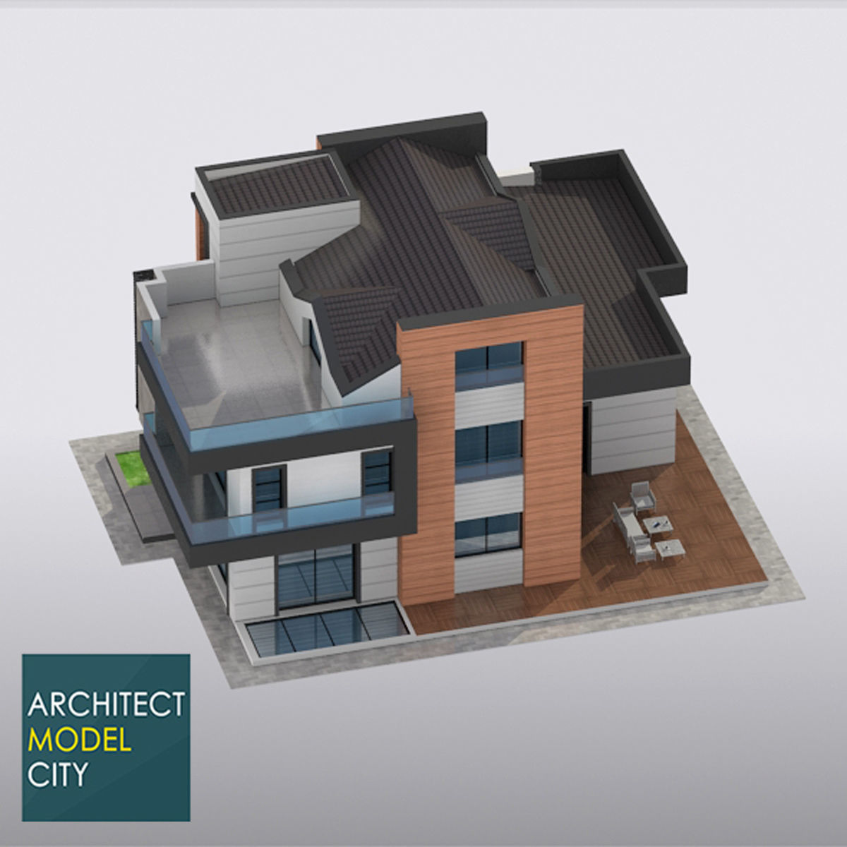 Architectural 3d Model Home Low-poly 3D model_3