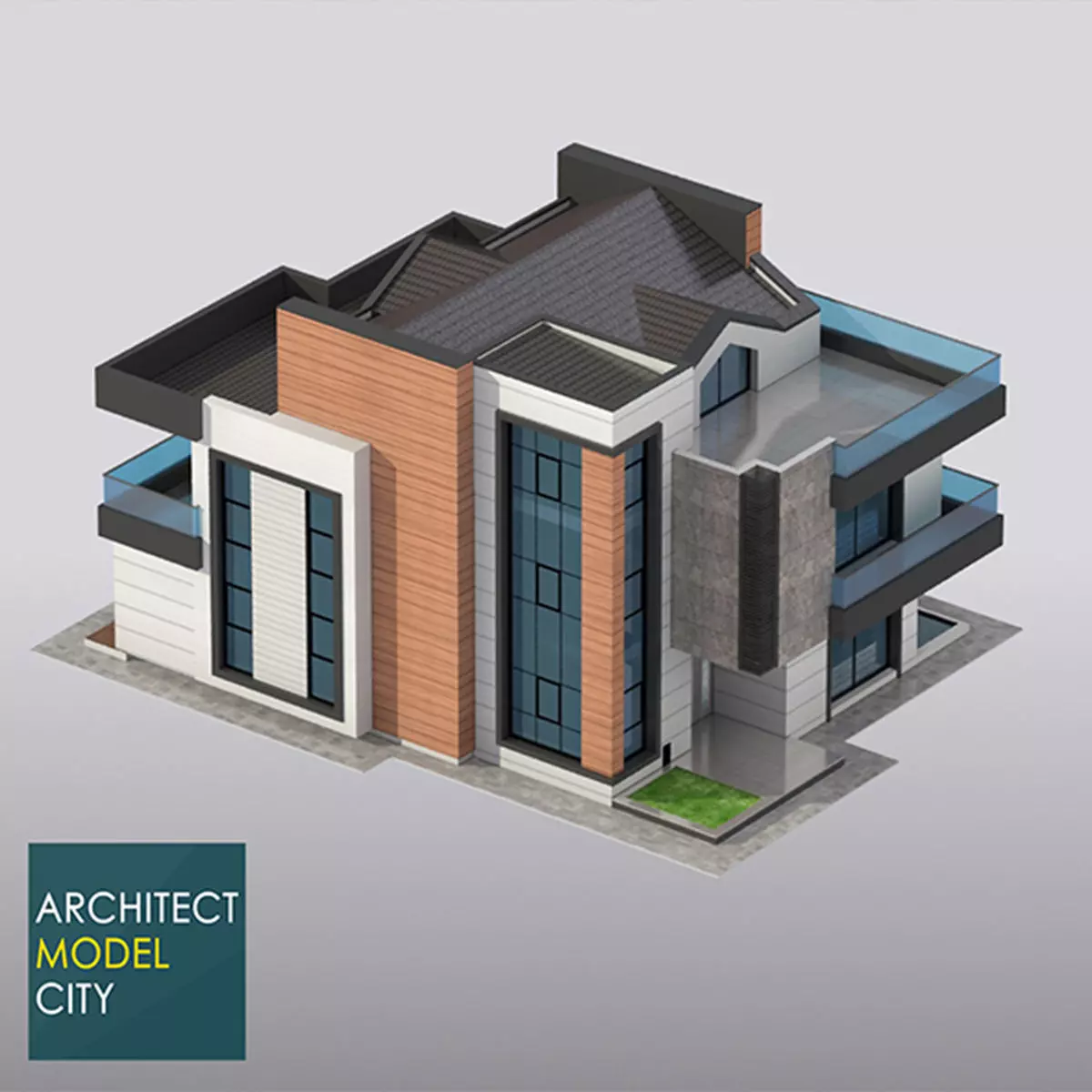Architectural 3d Model Home Low-poly 3D model_0