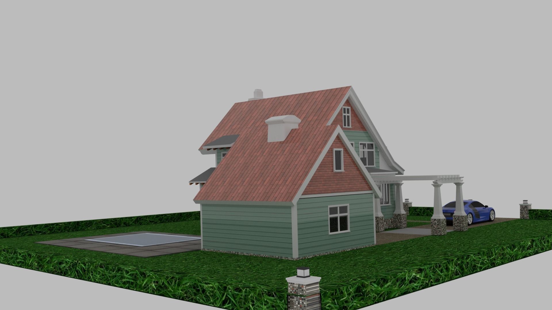 Craftsman Style House 3d Model 3D model_2
