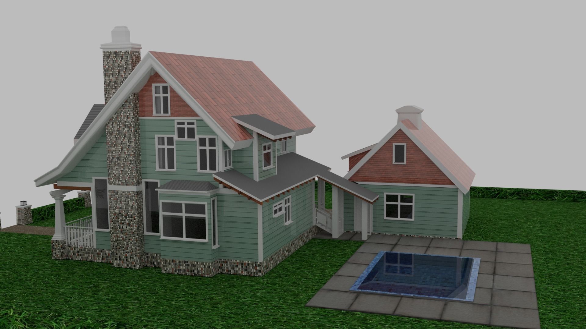 Craftsman Style House 3d Model 3D model_1