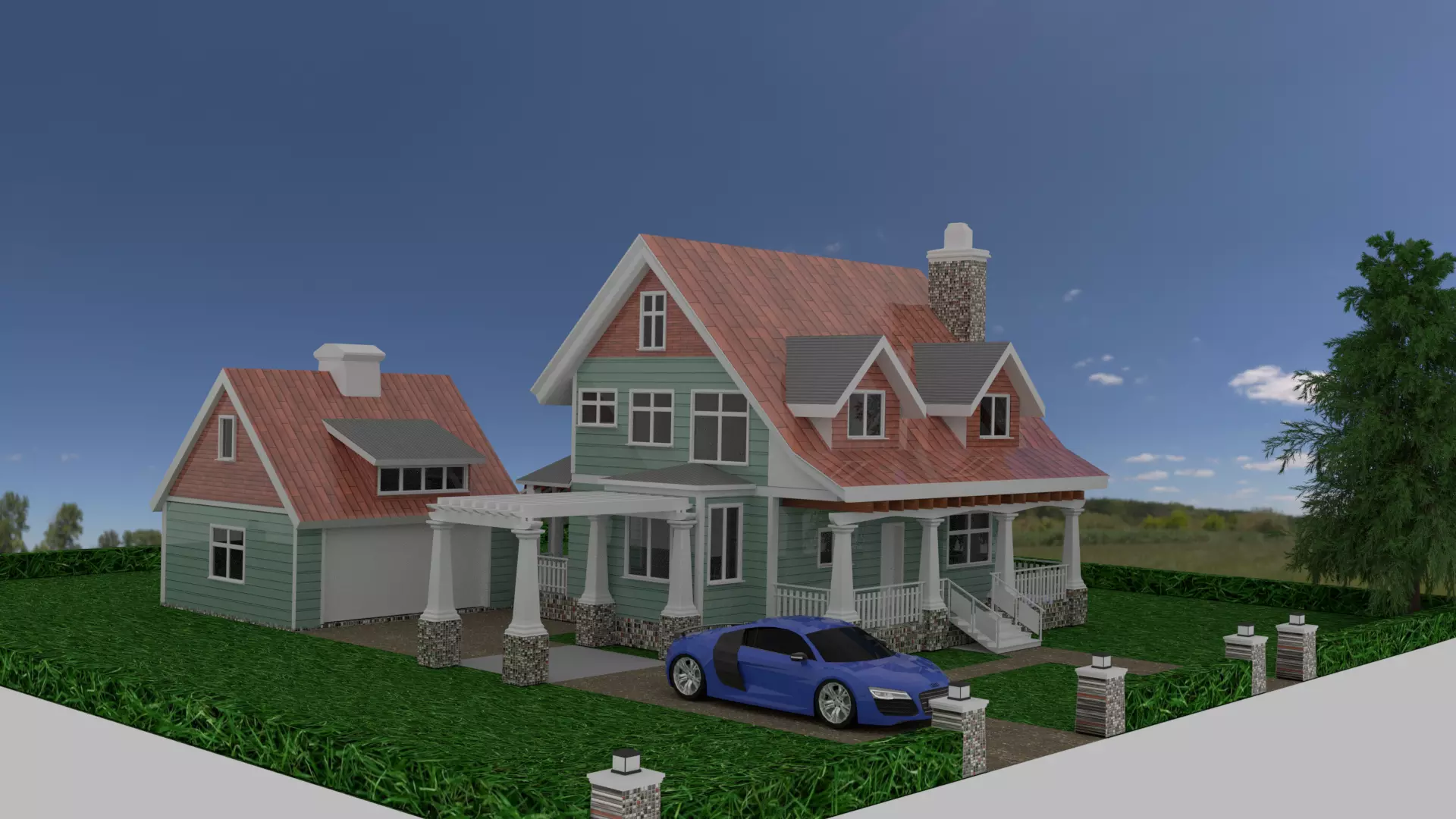 Craftsman Style House 3d Model 3D model_0