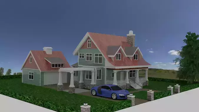 Craftsman Style House 3d Model 3D model