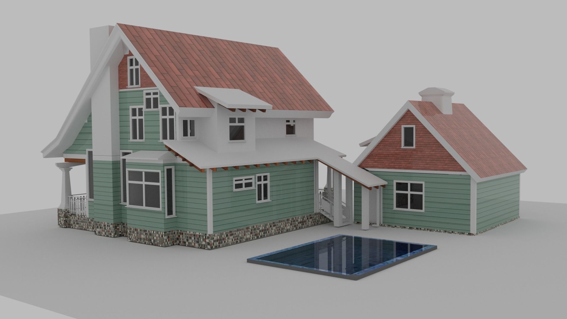 Craftsman Style House 3d Model 3D model_11