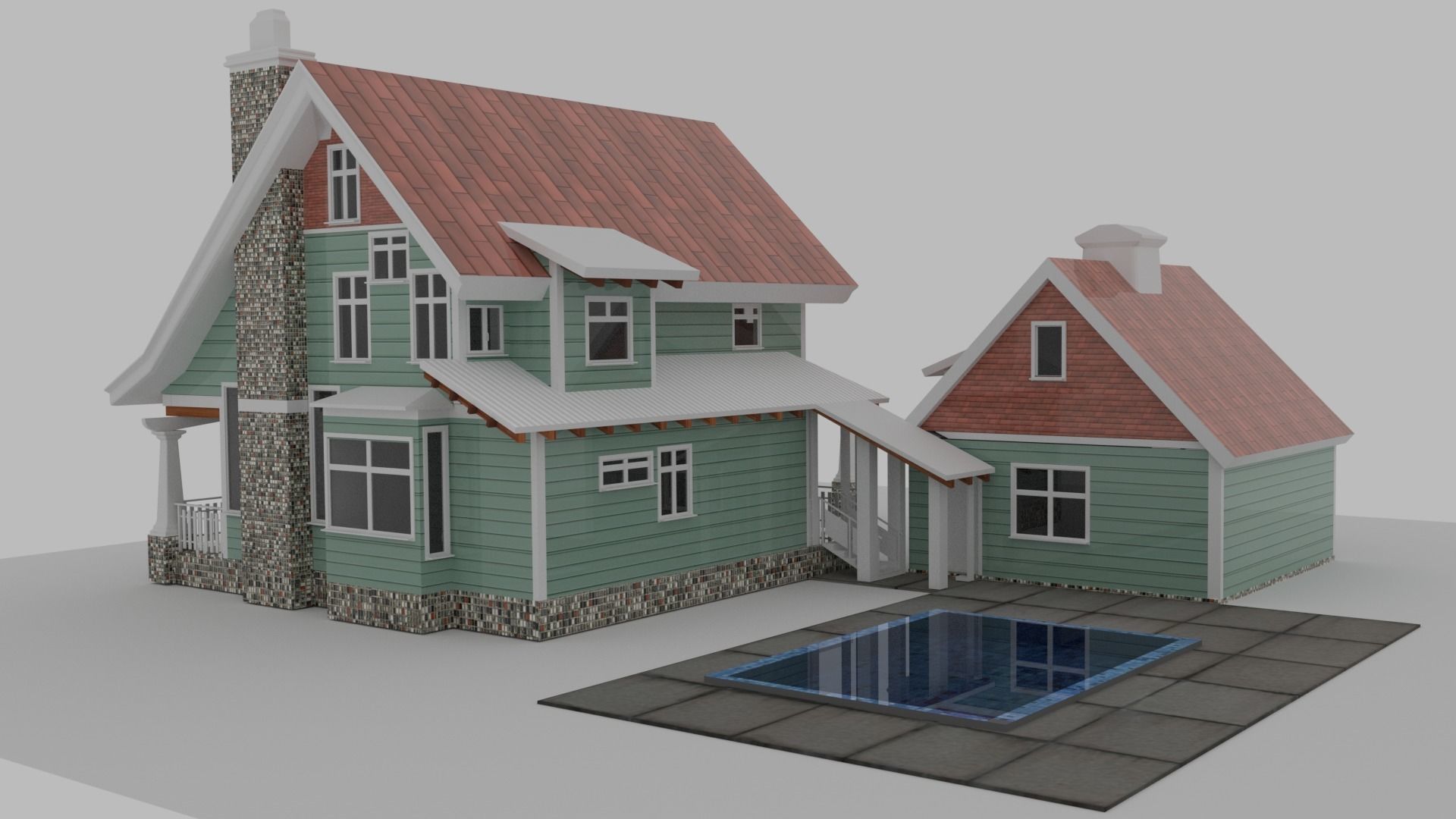 Craftsman Style House 3d Model 3D model_8