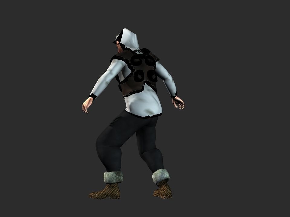 Fur vest tribal snow hunter Low-poly 3D model_7