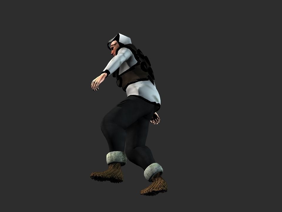 Fur vest tribal snow hunter Low-poly 3D model_19