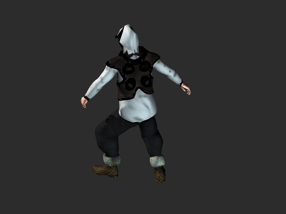 Fur vest tribal snow hunter Low-poly 3D model_28