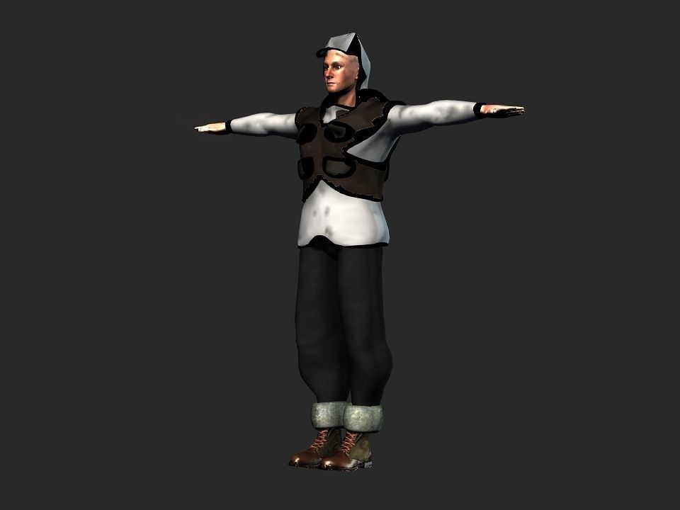 Fur vest tribal snow hunter Low-poly 3D model_31