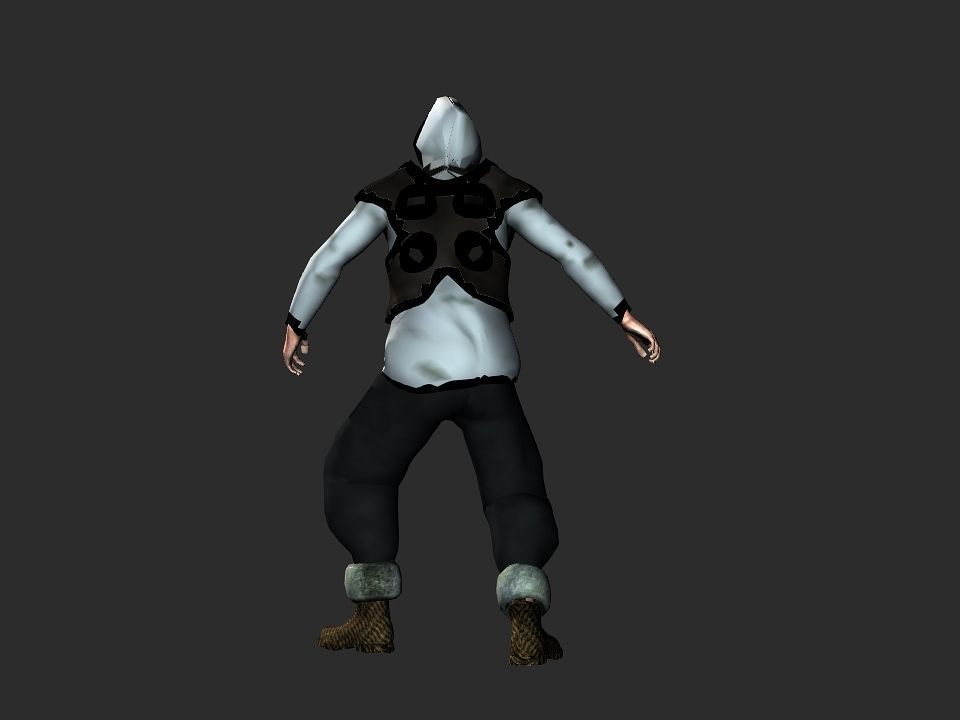 Fur vest tribal snow hunter Low-poly 3D model_8