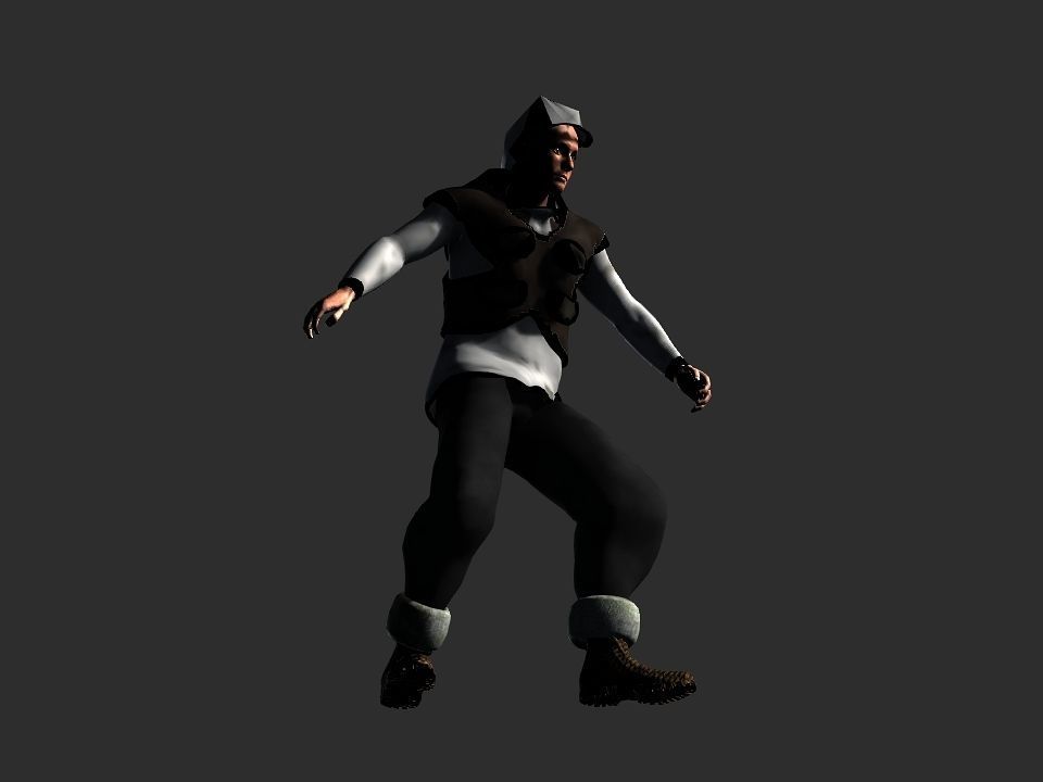 Fur vest tribal snow hunter Low-poly 3D model_14