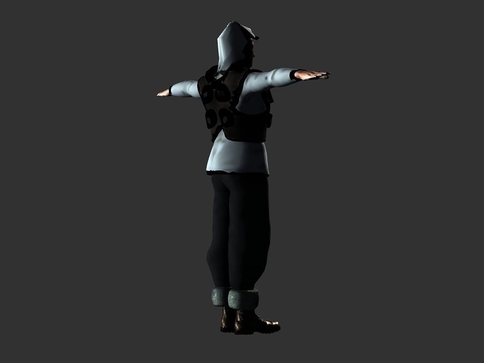 Fur vest tribal snow hunter Low-poly 3D model_34