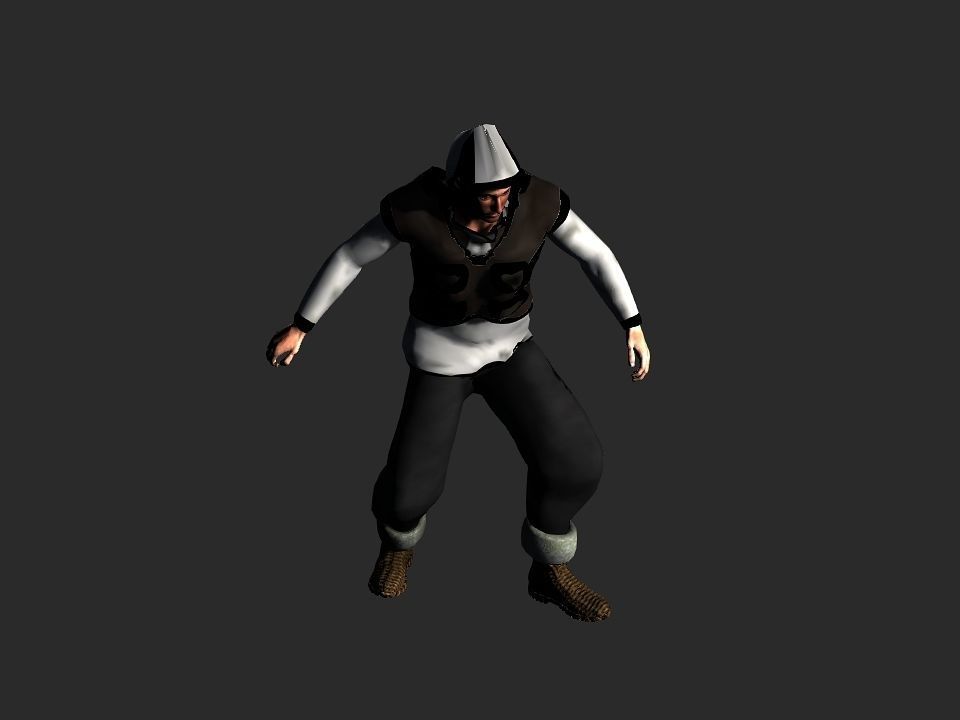 Fur vest tribal snow hunter Low-poly 3D model_22