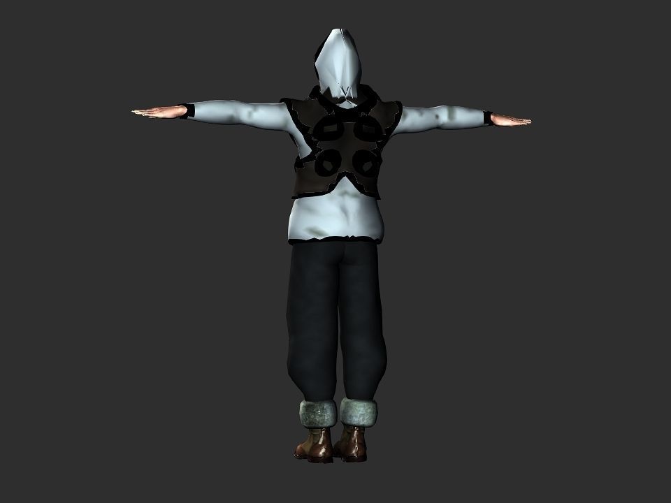 Fur vest tribal snow hunter Low-poly 3D model_33