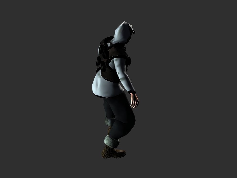 Fur vest tribal snow hunter Low-poly 3D model_29