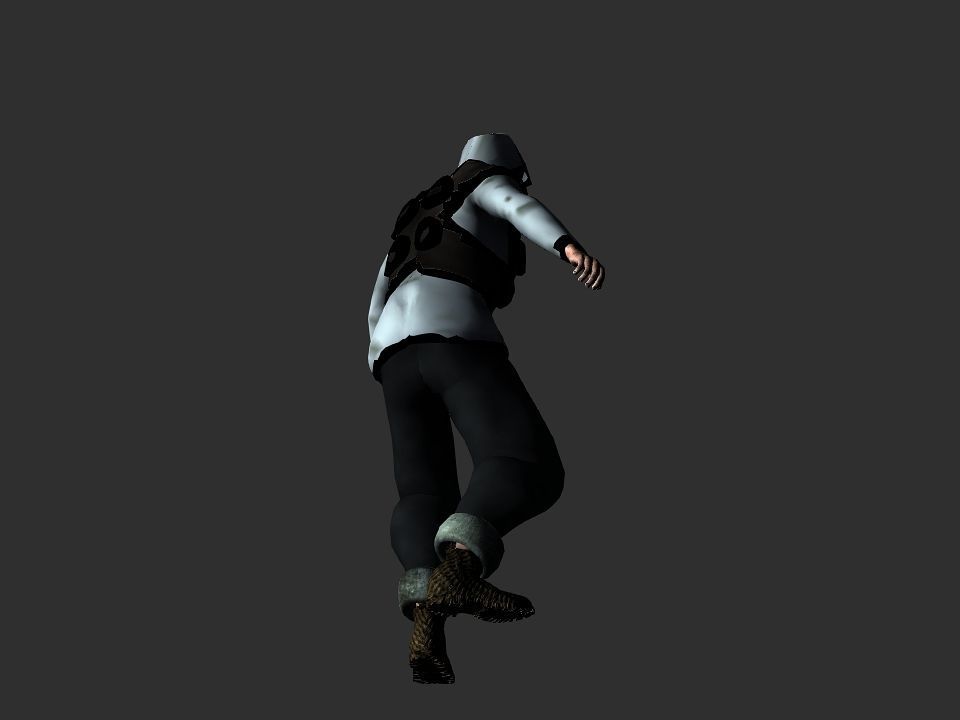 Fur vest tribal snow hunter Low-poly 3D model_21