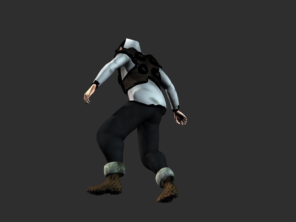 Fur vest tribal snow hunter Low-poly 3D model_20