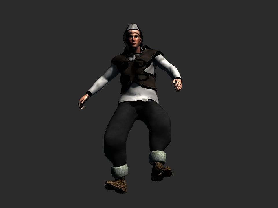 Fur vest tribal snow hunter Low-poly 3D model_15